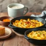 Delicious Velveeta skillet recipes with various vegetable and meat accompaniments.