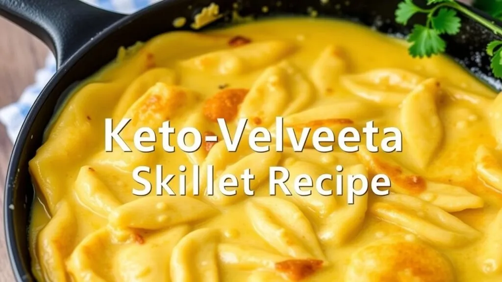Keto Velveeta skillet with cauliflower rice and ground beef, a low-carb cheesy comfort food recipe.