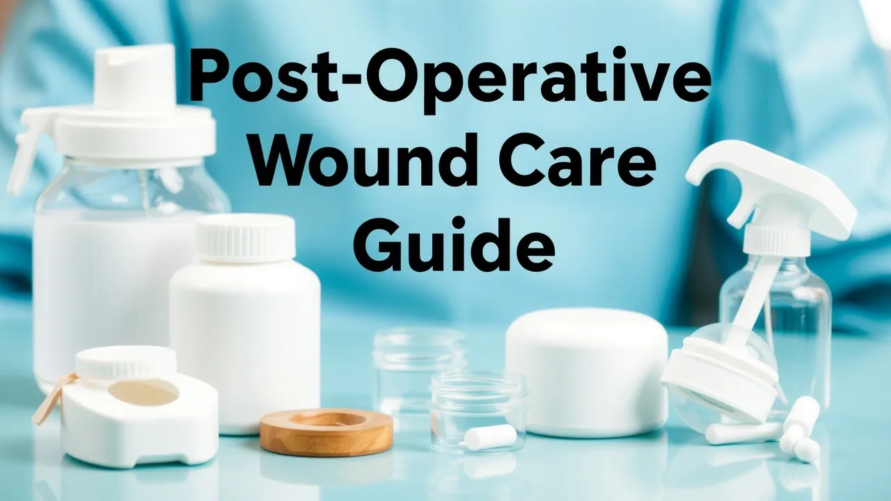 Post-operative wound care guide showing clean, clean-contaminated, contaminated, and dirty/infected wound types and their respective treatments.
