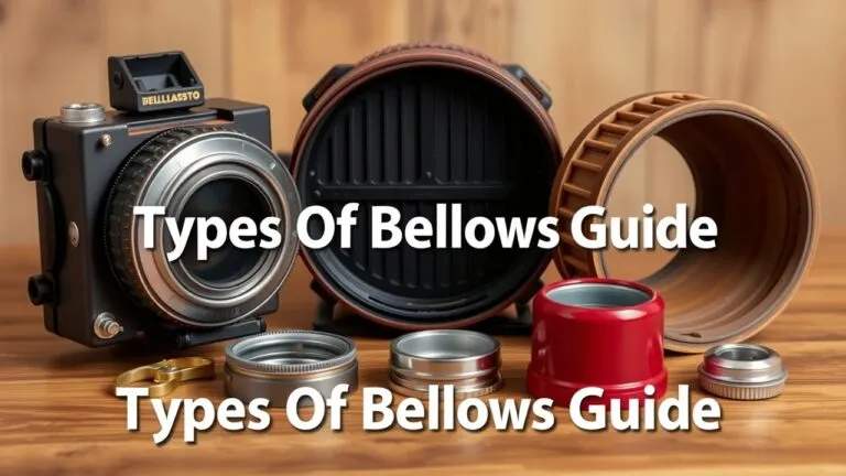 Different types of bellows including metal rubber and plastic bellows with their applications.