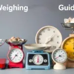 Infographic showing different types of weighing scales, including mechanical, digital, platform, kitchen, and bathroom scales, with descriptions and typical use cases.