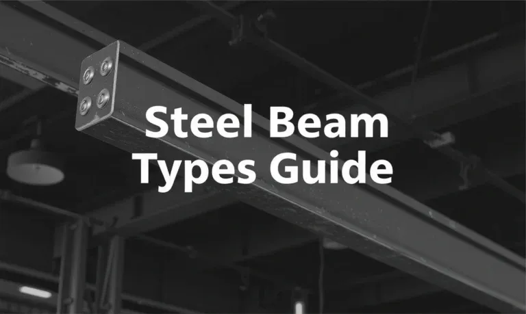 Infographic showing different types of steel beams, including I-beams and H-beams, with their dimensions and applications.