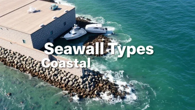 Different types of seawalls offering coastal erosion control and shoreline stabilization.