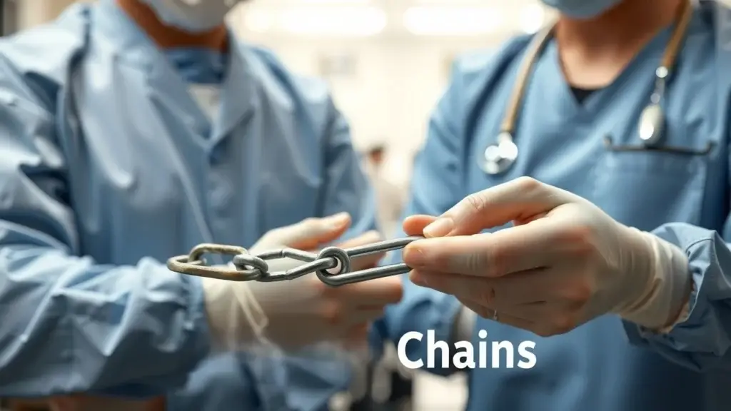 Orthodontist examining teeth with braces and power chains, considering factors like malocclusion severity, treatment stage, and patient comfort for optimal tooth alignment.