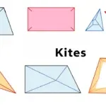Diagram showing the properties of trapezoids and kites, including parallel sides, equal legs, diagonals, and angles.