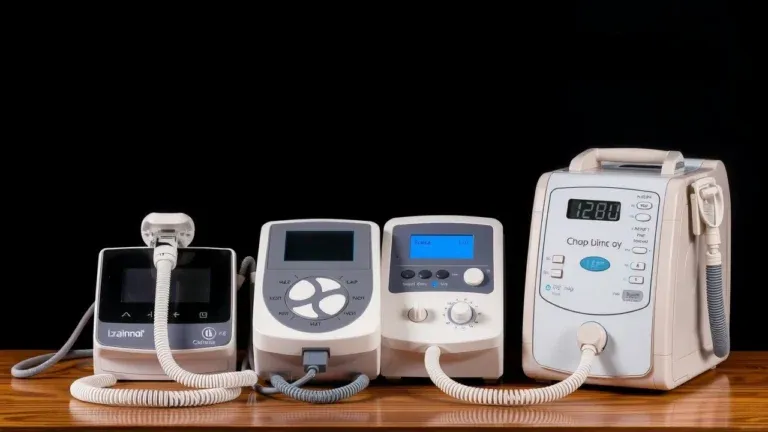 Different types of CPAP machines: CPAP, BiPAP, and APAP devices for sleep apnea treatment.