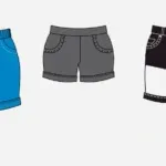 Infographic showing different fabrics for plus size booty shorts, including cotton, denim, spandex, linen, silk, and lace, with their key features and best uses.