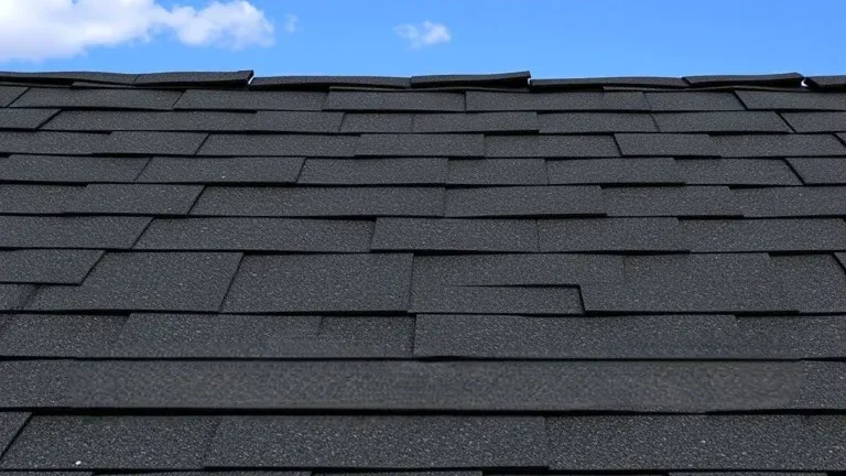 Different types of asphalt shingles, including 3-tab and dimensional shingles, shown in a comparison chart.