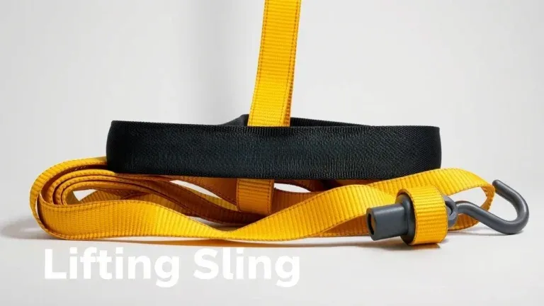 Different types of lifting slings, including chain, webbing, wire rope, round, and flat slings, highlighting their uses and safety considerations.