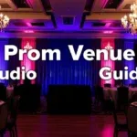 Guide to choosing a prom venue with optimal audio-visual features, including sound system quality, lighting options, projector and screen availability, microphone options, and dance floor lighting.