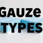 Different types of gauze sponges used for wound care, showing variations in size and material.