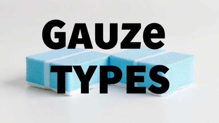 Different types of gauze sponges used for wound care, showing variations in size and material.