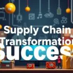 Infographic depicting key benefits and challenges of digital supply chain transformation, showcasing strategies for implementation.