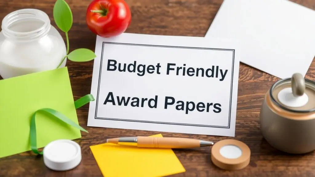 Sustainable and budget-friendly award certificate paper options, including recycled and FSC-certified papers.