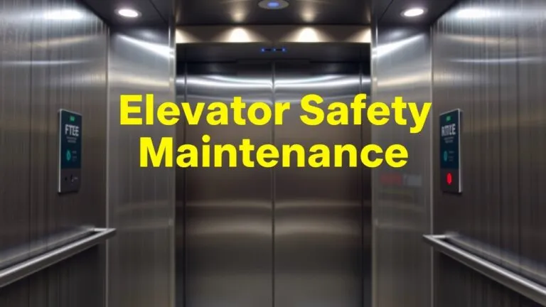 Elevator maintenance schedule, safety inspection, compliance, emergency communication, braking system, door sensors, and fire service controls.