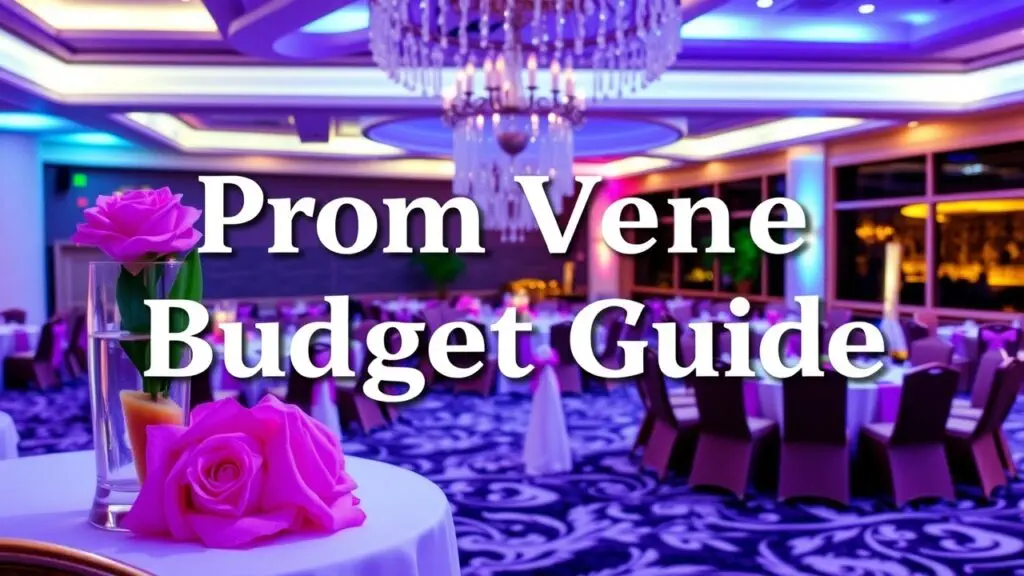 Infographic showing different prom venue budget types based on size, location, and services included.