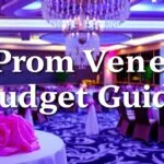 Infographic showing different prom venue budget types based on size, location, and services included.