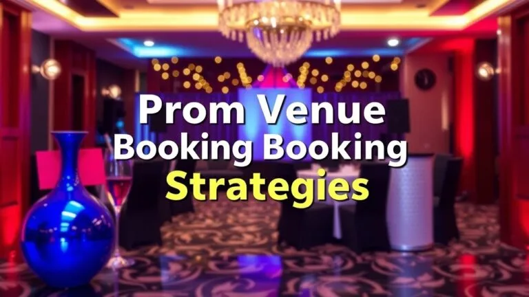 Strategies for maximizing prom venue revenue and client satisfaction, including booking management, client targeting, and conflict avoidance.