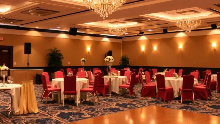 Accessible prom venue with ramps, wheelchair seating, and accessible restrooms, ensuring inclusivity for all attendees.