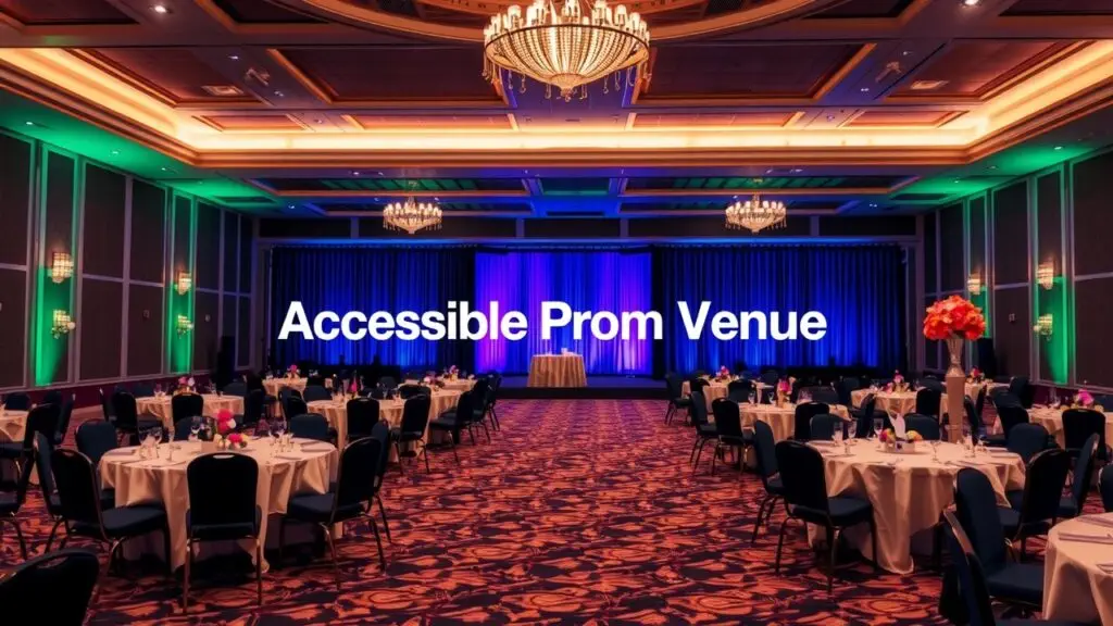 Accessible prom venue features ensuring inclusivity and a sensory-friendly environment for all attendees.