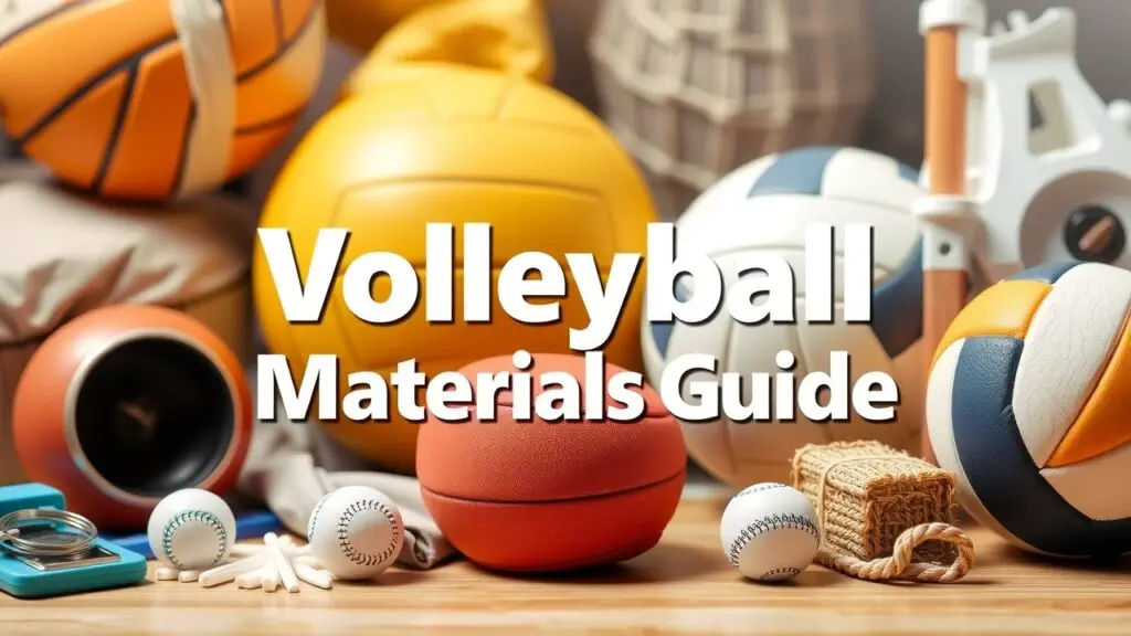 Types of volleyball materials, including volleyballs and training equipment for players and coaches.