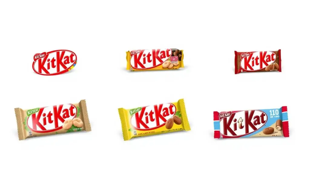 KitKat holiday-themed chocolate bars in special Halloween, Christmas, and Valentine's Day packaging, including fun-sized bars, candy bags, and heart-shaped boxes.