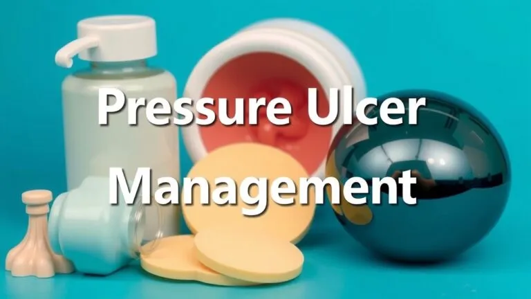 Multidisciplinary approach to pressure ulcer treatment and management, including wound care, nutritional support, pressure redistribution, and collaborative healthcare.