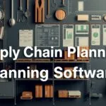 Supply chain planning software infographic showing key features, benefits, and use cases.