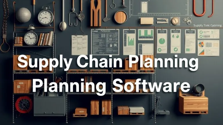 Supply chain planning software infographic showing key features, benefits, and use cases.