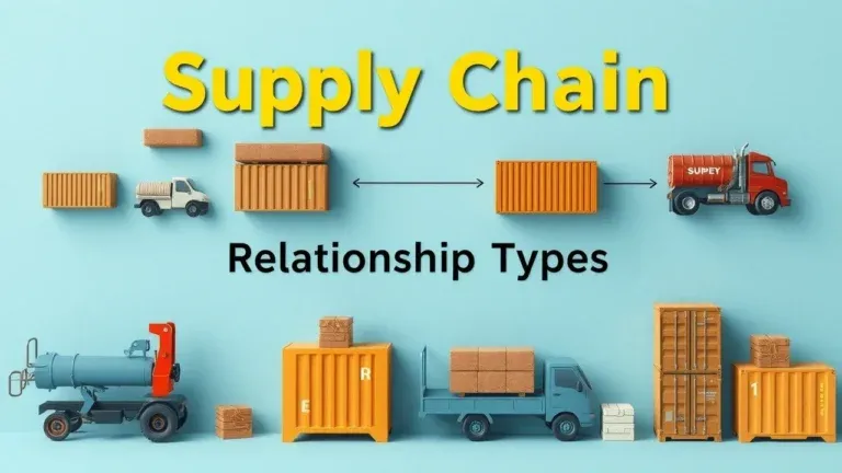 Infographic showing different types of supply chain relationships, including collaborative and transactional models, and best practices for supplier relationship management.
